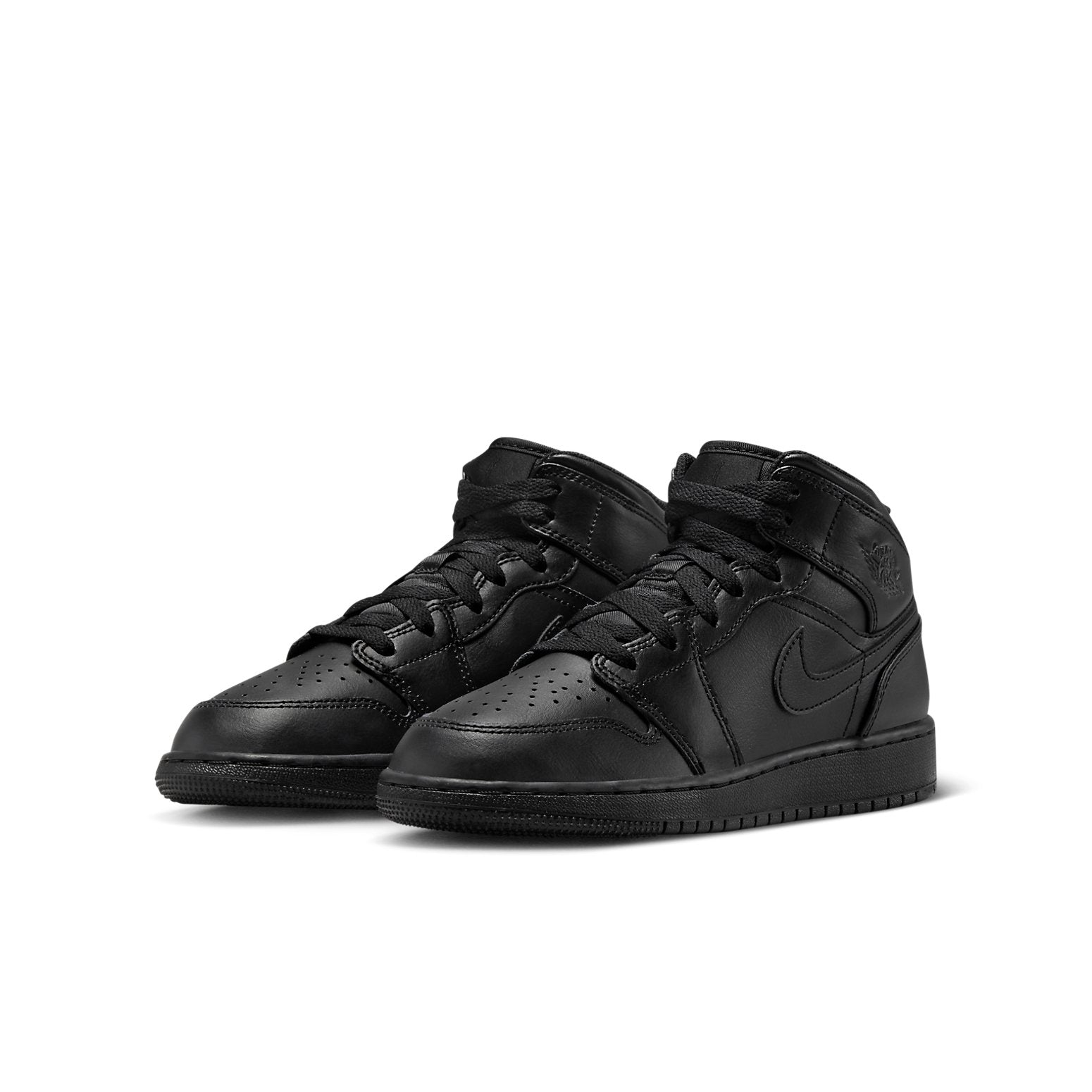 (GS) Air Jordan 1 Mid 'Triple Black' 2022 554725-093