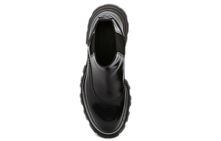 (WMNS) Alexander McQueen Leather Chelsea Ankle Boots 'Black' 666368WHZ841000