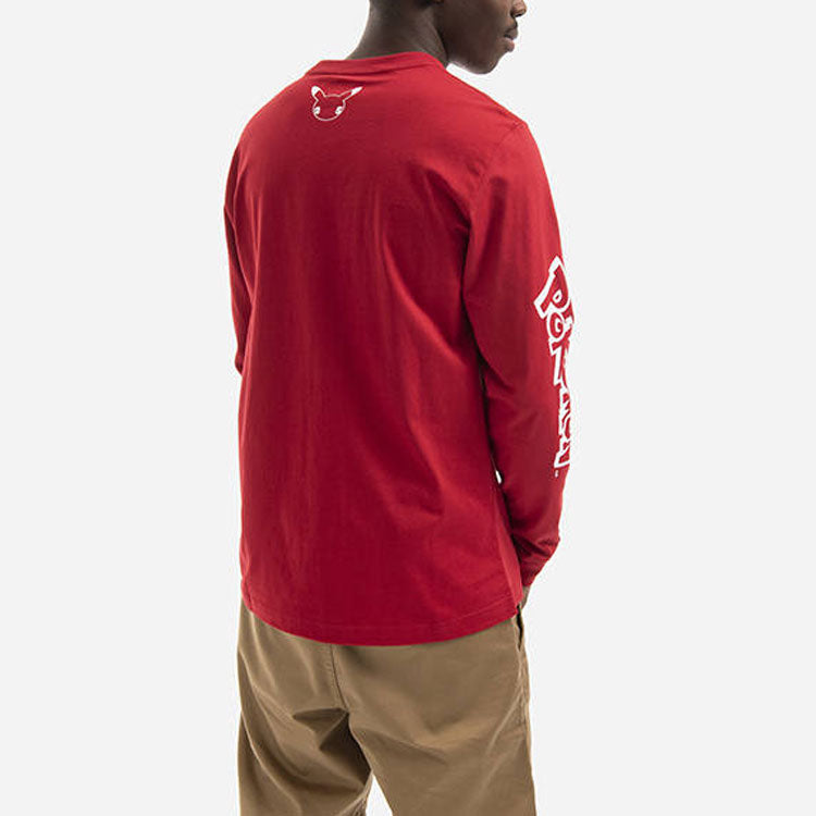 Converse x POKEMON Crossover Cartoon Printing Sports Round Neck Long Sleeves Couple Style Red 10023899-A01