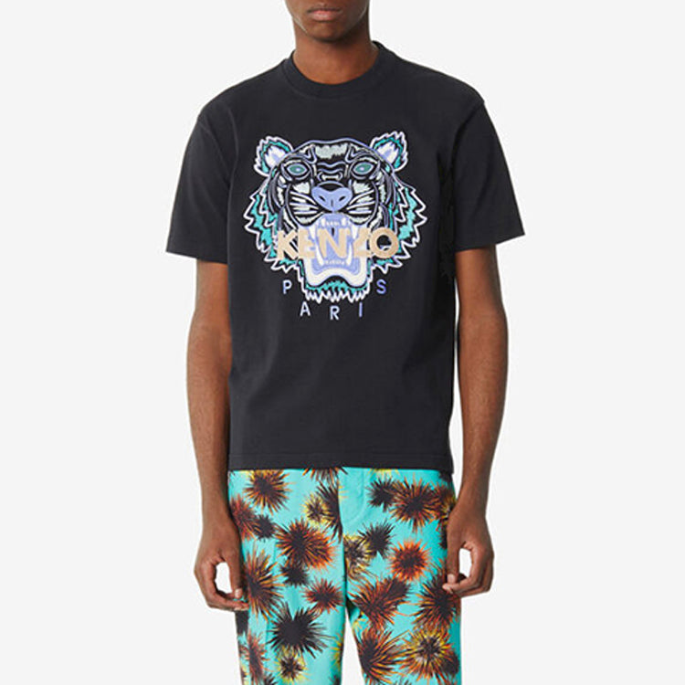 Men's KENZO Embroidered Casual Short Sleeve Black FA55TS0904V9-99
