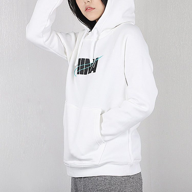 (WMNS) Nike Nsw Chn Po Hoodie Logo Printing White CU1624-100