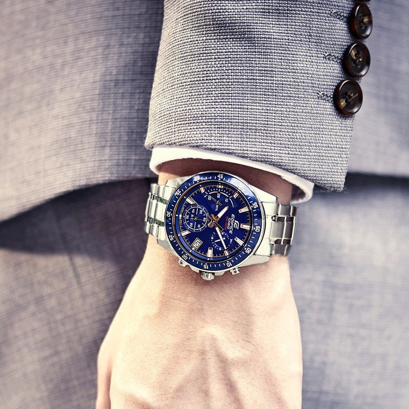 CASIO EDIFICE Waterproof Stainless Steel Strap Mens Blue Analog EFV-540D-2A