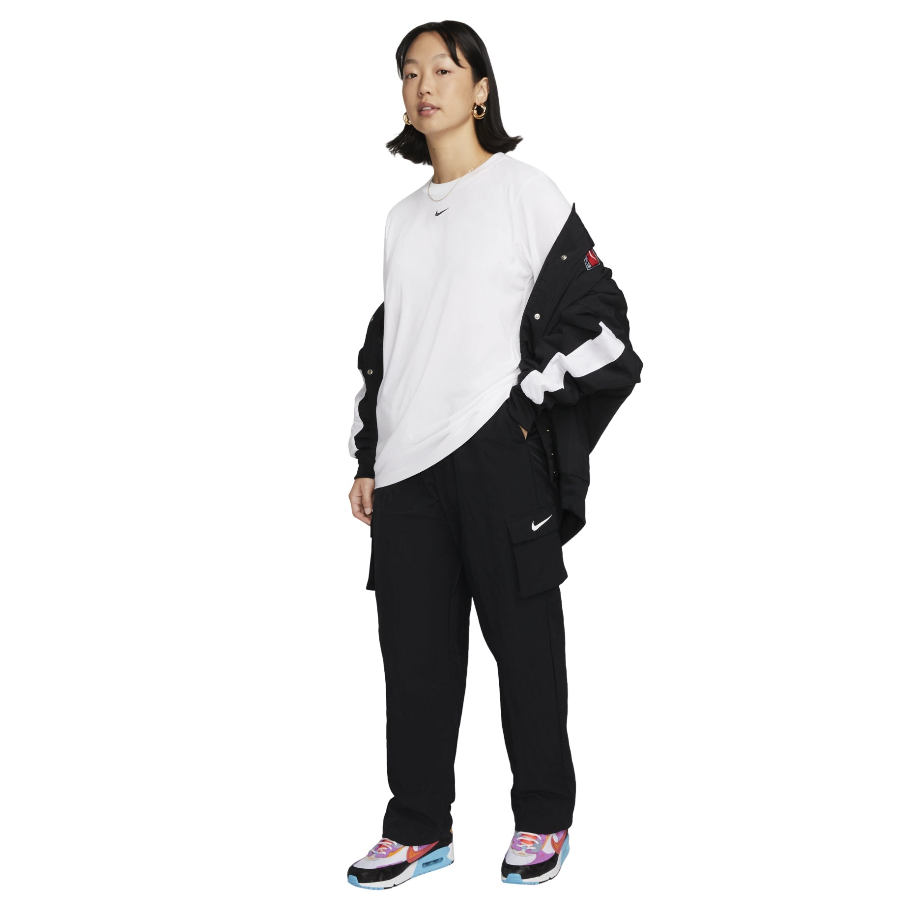 (WMNS) Nike Sportswear Small Swoosh T-shirt Asia Sizing 'White' FD4150-100