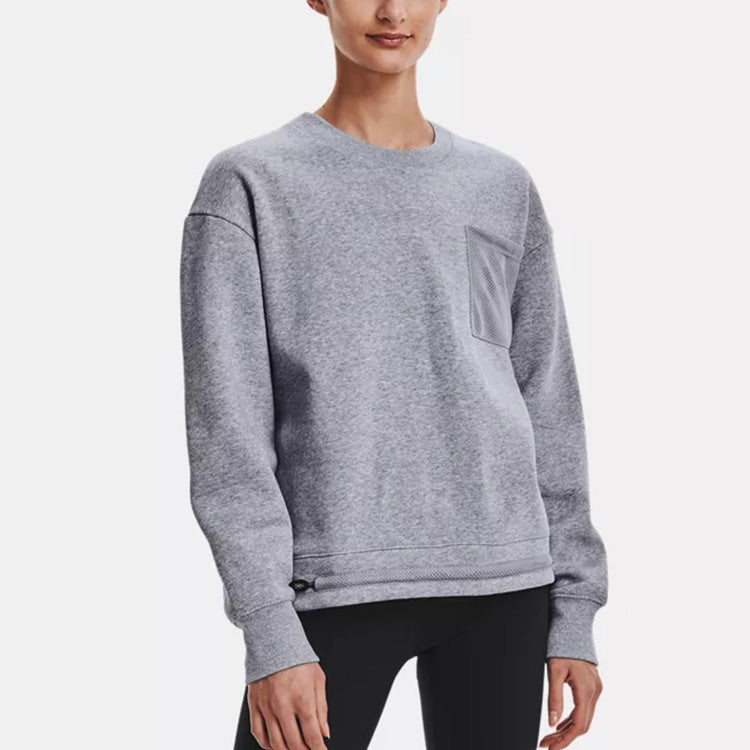 (WMNS) Under Armour Rival Mesh Fleece-Lined Pullover Sweatshirt 'Grey' 1365847-035