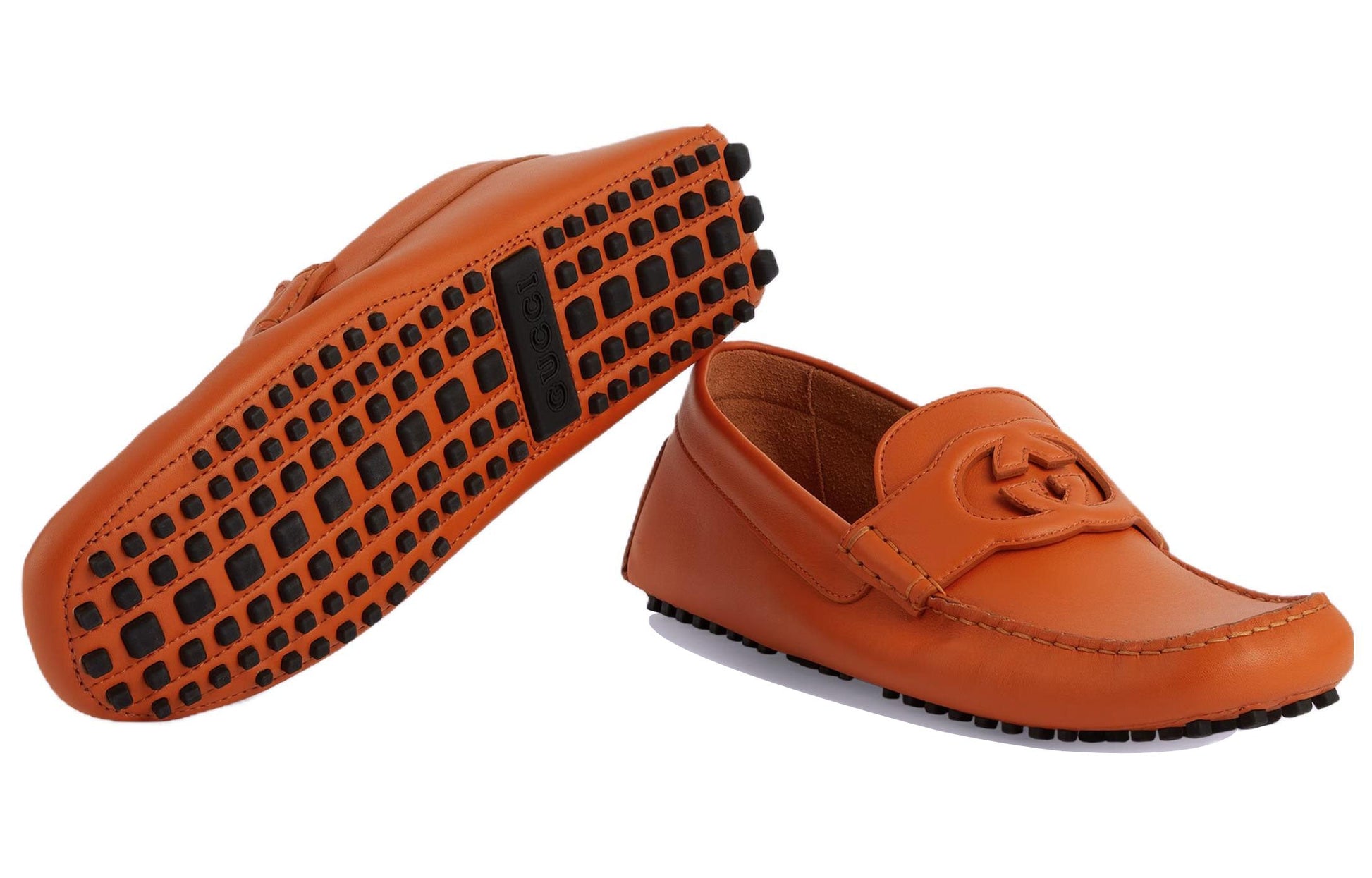 Gucci Interlocking G Leather Flats 'Orange' 730148-1XH60-7519