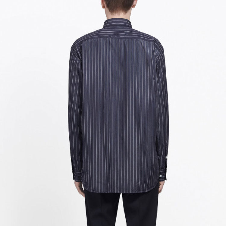 Balenciaga Chest Logo Pinstriped Logo Buttoned Shirt 'Black' 583989TGM041070