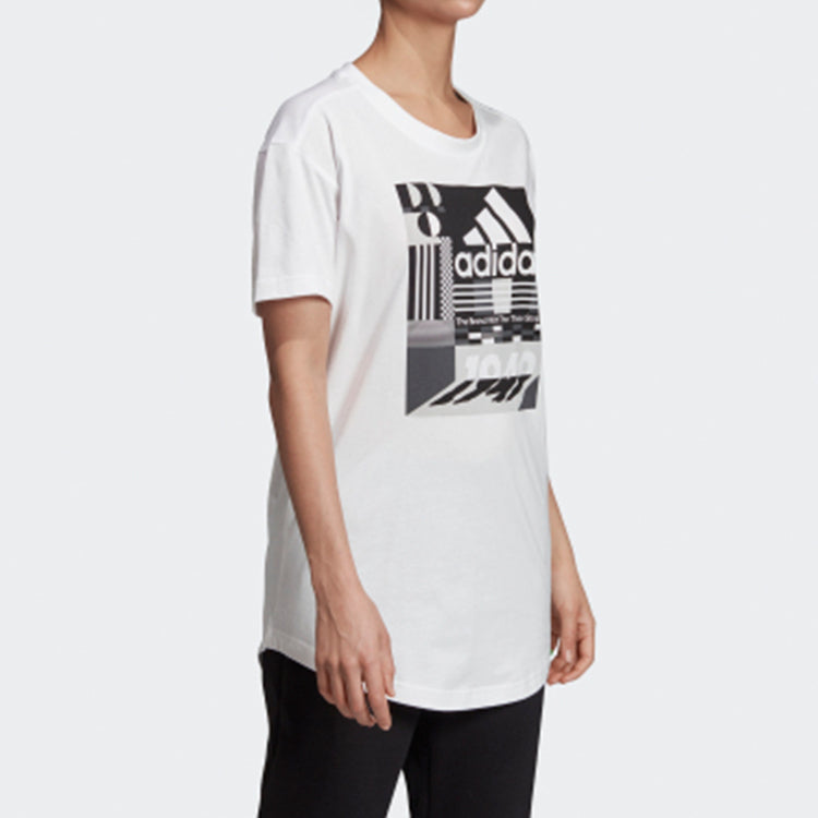 (WMNS) adidas White Must Haves Graphic Tee 'White Black' ED6173