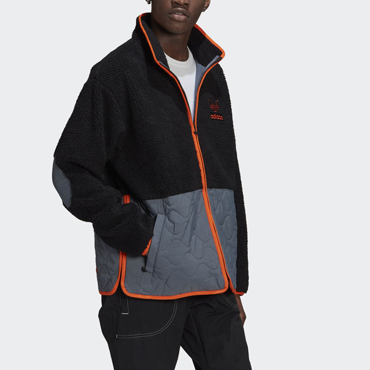 adidas originals Big Trfl Sherpa Stitching Lamb Wool Casual Sports Jacket Men's Black H09361