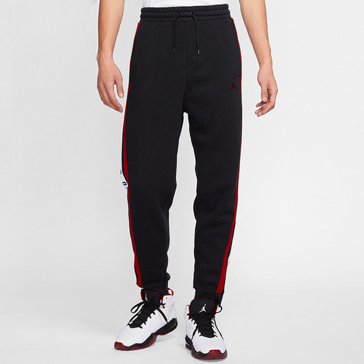 Air Jordan Logo Splicing Fleece Lined Stay Warm Bundle Feet Sweatpants Winter Men's Black DD2329-010