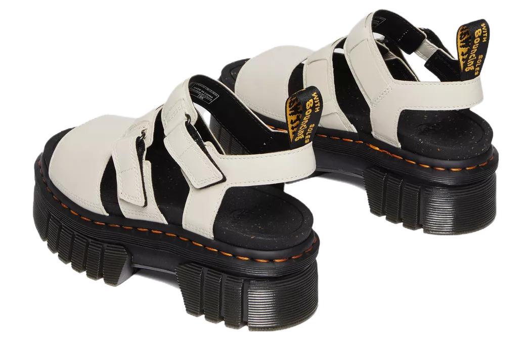 (WMNS) Dr. Martens Ricki Nappa Lux Leather 3-Strap Platform Sandals 'White Black' 30572055