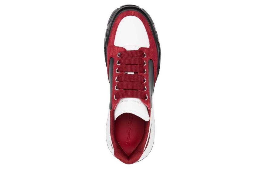 Alexander McQueen Color Block Low-top Leather Sneakers 'Red Black Grey' 667799WID6J8829