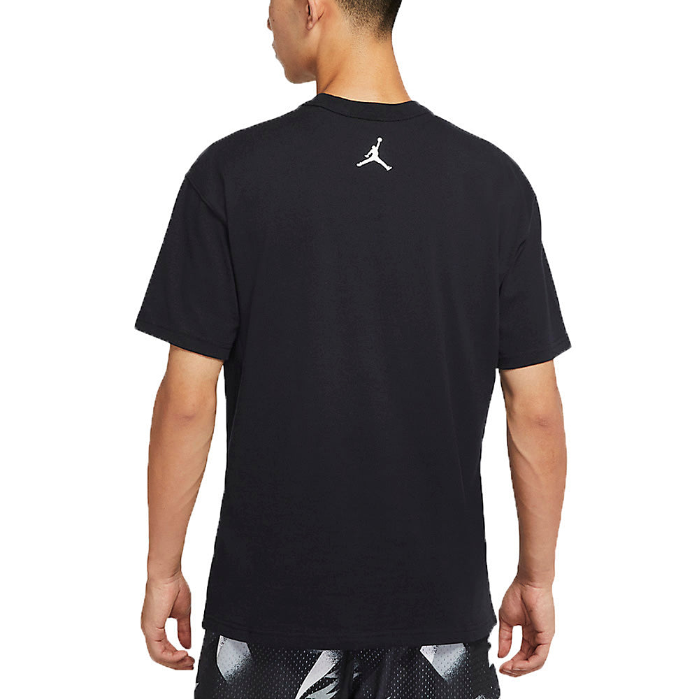 Men's Air Jordan 1 Pocket Shoes Embroidered Round Neck Short Sleeve Black T-Shirt DO1928-010