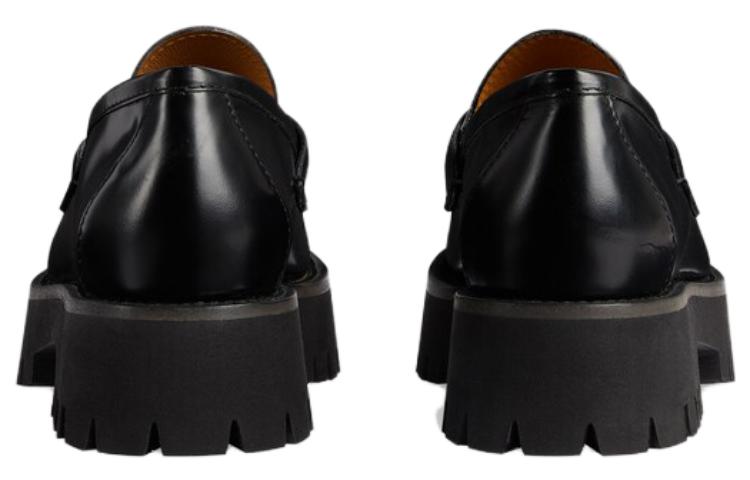 (WMNS) Gucci Rubber lug sole loafer with Horsebit 'Black Leather' 764211-DS800-1000