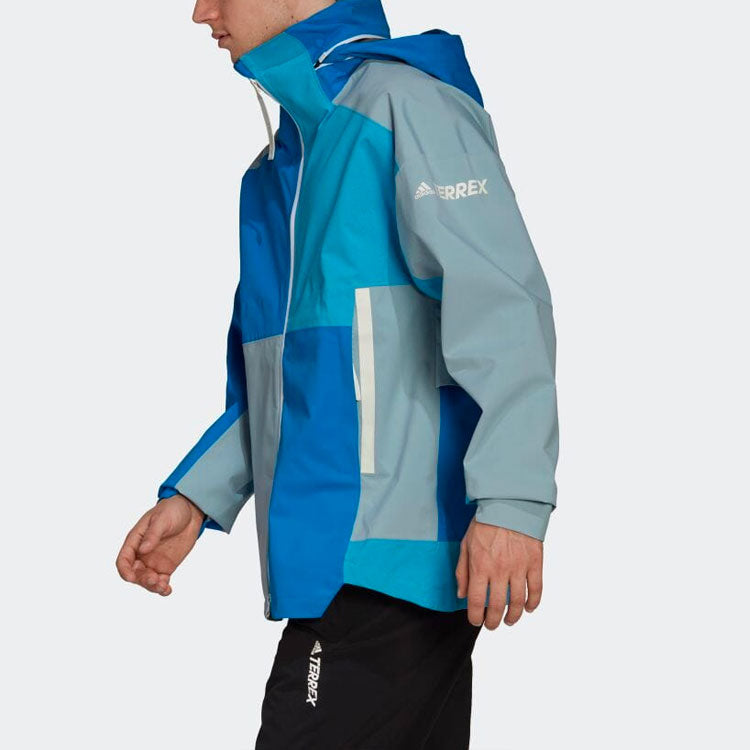 adidas originals Contrast Color Stitching Zipper Hooded Jacket Blue H65694