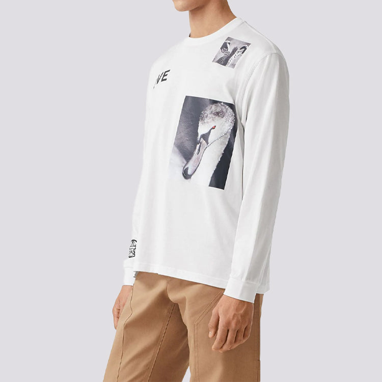 Men's Burberry Alphabet Printing Cotton Long Sleeves White 8031884