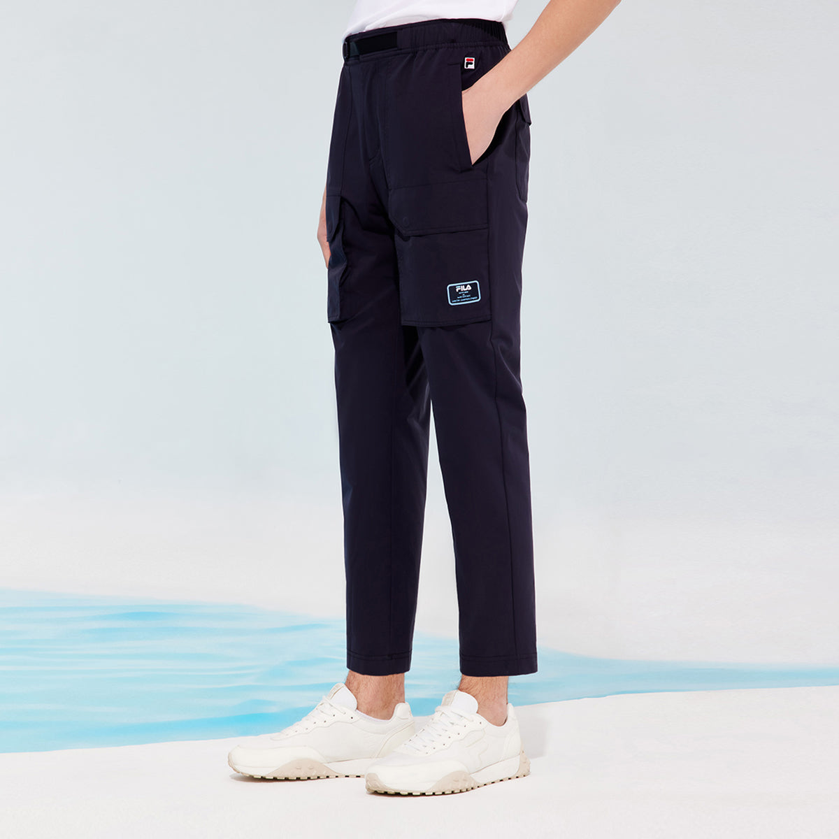FILA Logo Alphabet Printing Multiple Pockets Casual Pants Blue F11M128812F-NV