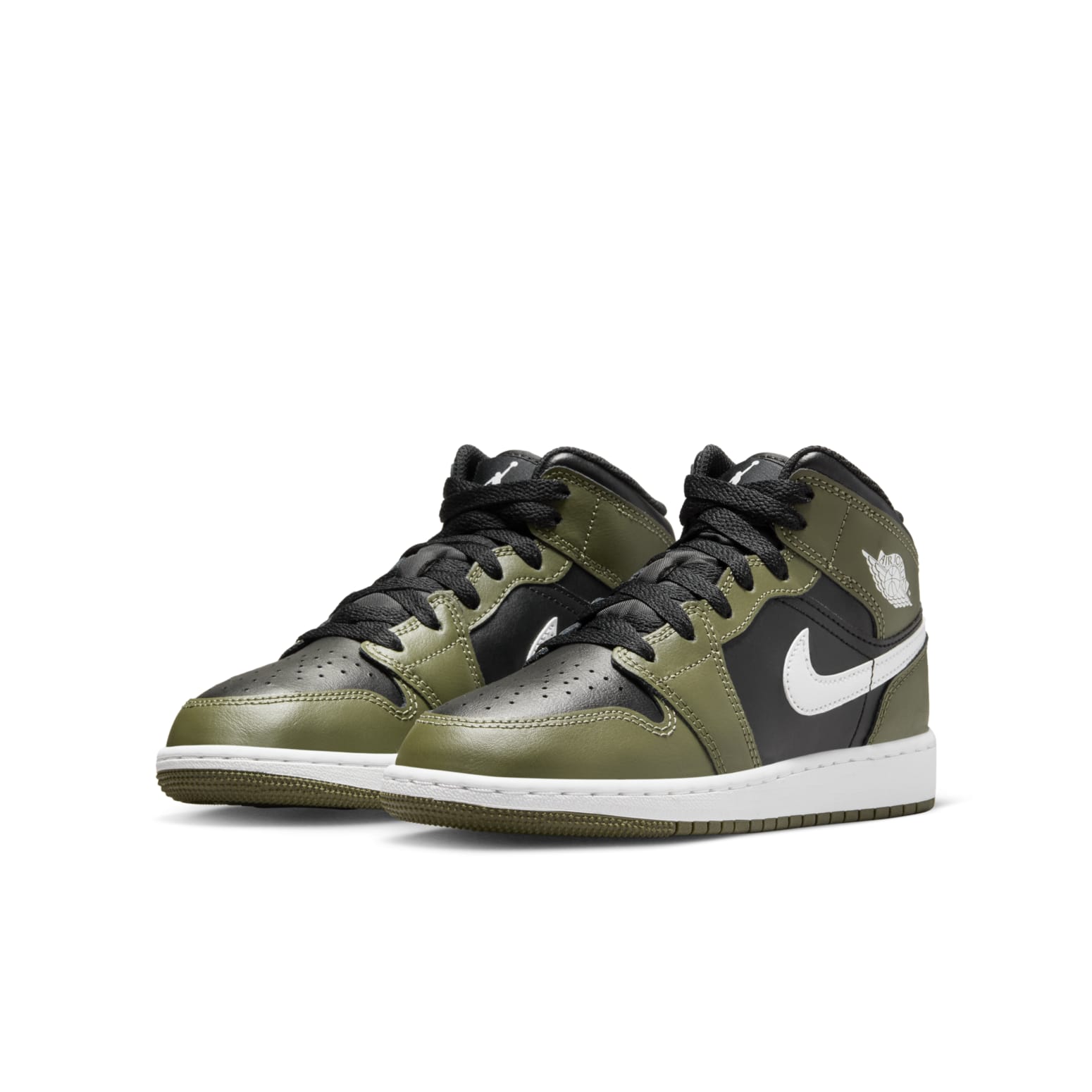 (GS) Air Jordan 1 Mid 'Black White Olive' DQ8423-092