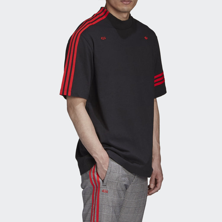 adidas originals x 424 R.Y.V. Tee Crossover ribbed High Collar Loose Short Sleeve Black FS6236