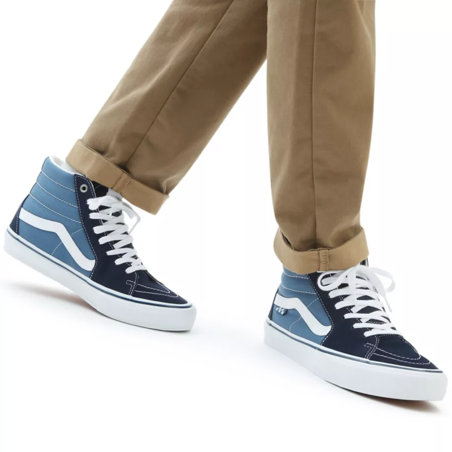 Vans Skate Sk8-hi Splicing Contrasting Colors Casual Sports Skateboarding Shoes Unisex Navy Blue VN0A5FCCNAV