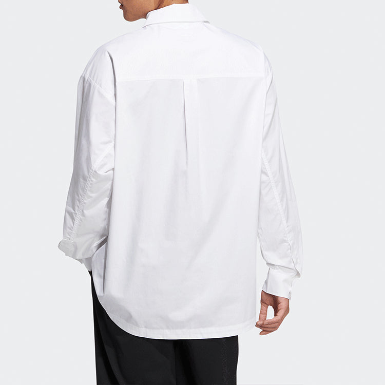 adidas originals Solid Color single breasted Long Sleeves Shirt Couple Style White HU1230