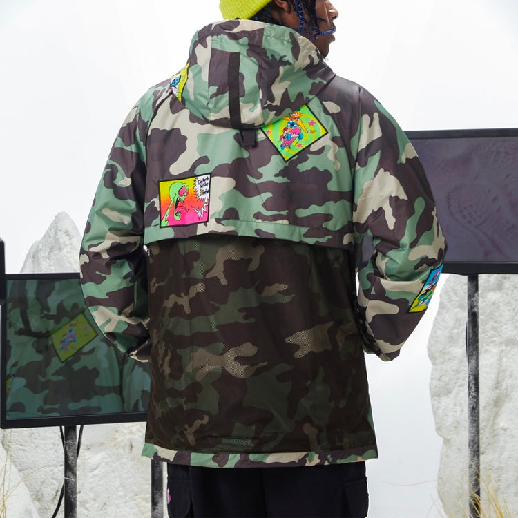 adidas originals x JEREMY SCOTT Crossover Casual hooded Camouflage Jacket Green H53375