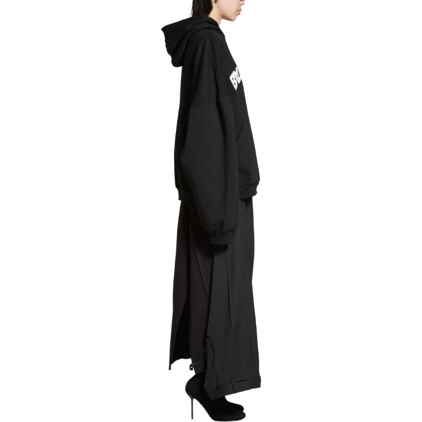 Balenciaga Back Flip Round Hoodie Oversized 'Black White' 761458TPVG11070