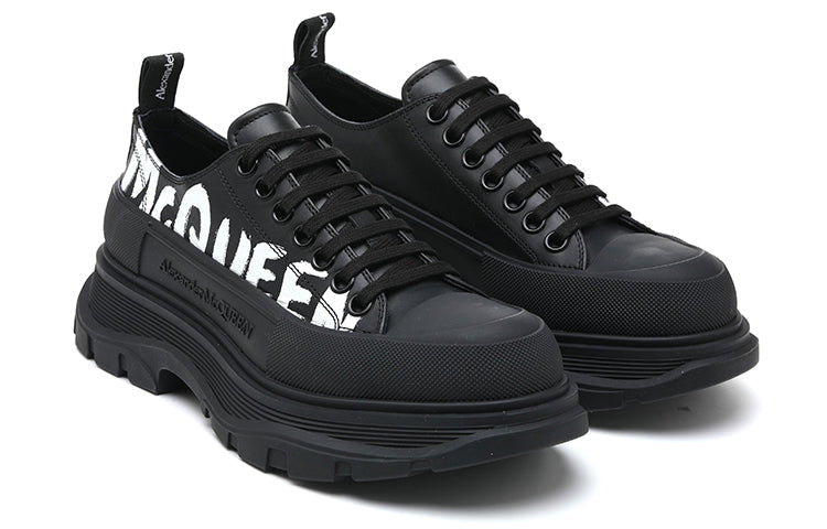 Alexander McQueen Graffiti Tread Slick Lace Up Shoes 'Black White' 711108WIAT61070