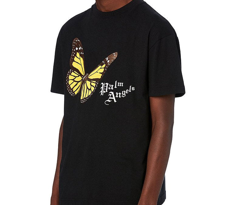 Men's PALM ANGELS Printing Short Sleeve Black 520 PMAA001S204130141088