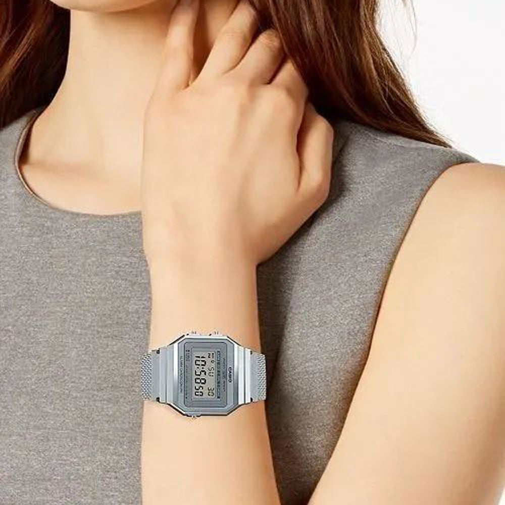 CASIO Waterproof Sports Unisex Mens Silver Digital A700WM-7A