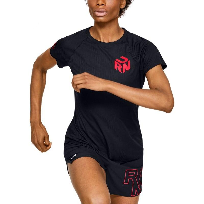 (WMNS) Under Armour UA Get Out & Run Running Sports Short Sleeve Black 1350771-001