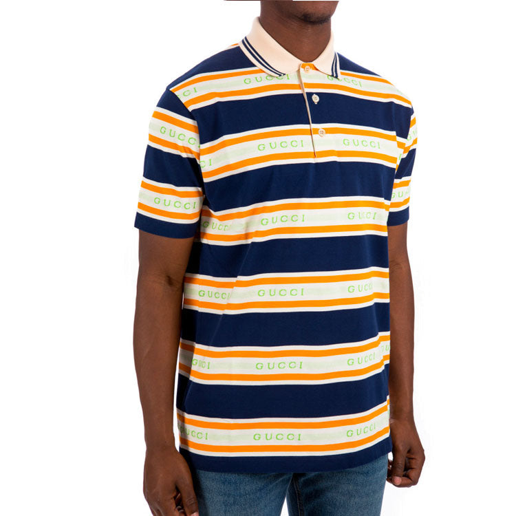 Gucci Logo Collar Stripe Polo 'Ink Ivory' 645258-XJC6I-4273