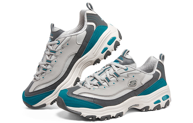(WMNS) Skechers D'lites 1.0 'White Teal Grey' 896262-GYBL