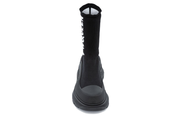 Alexander McQueen Graffiti Knit Tread Slick Boots 'Black White' 705671W4TV11070