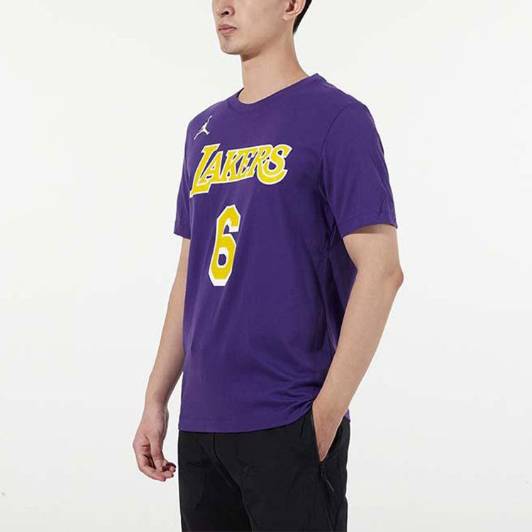 Air Jordan Los Angeles Lakers LeBron James 6 Casual Sports Basketball Short Sleeve Purple CV9987-557