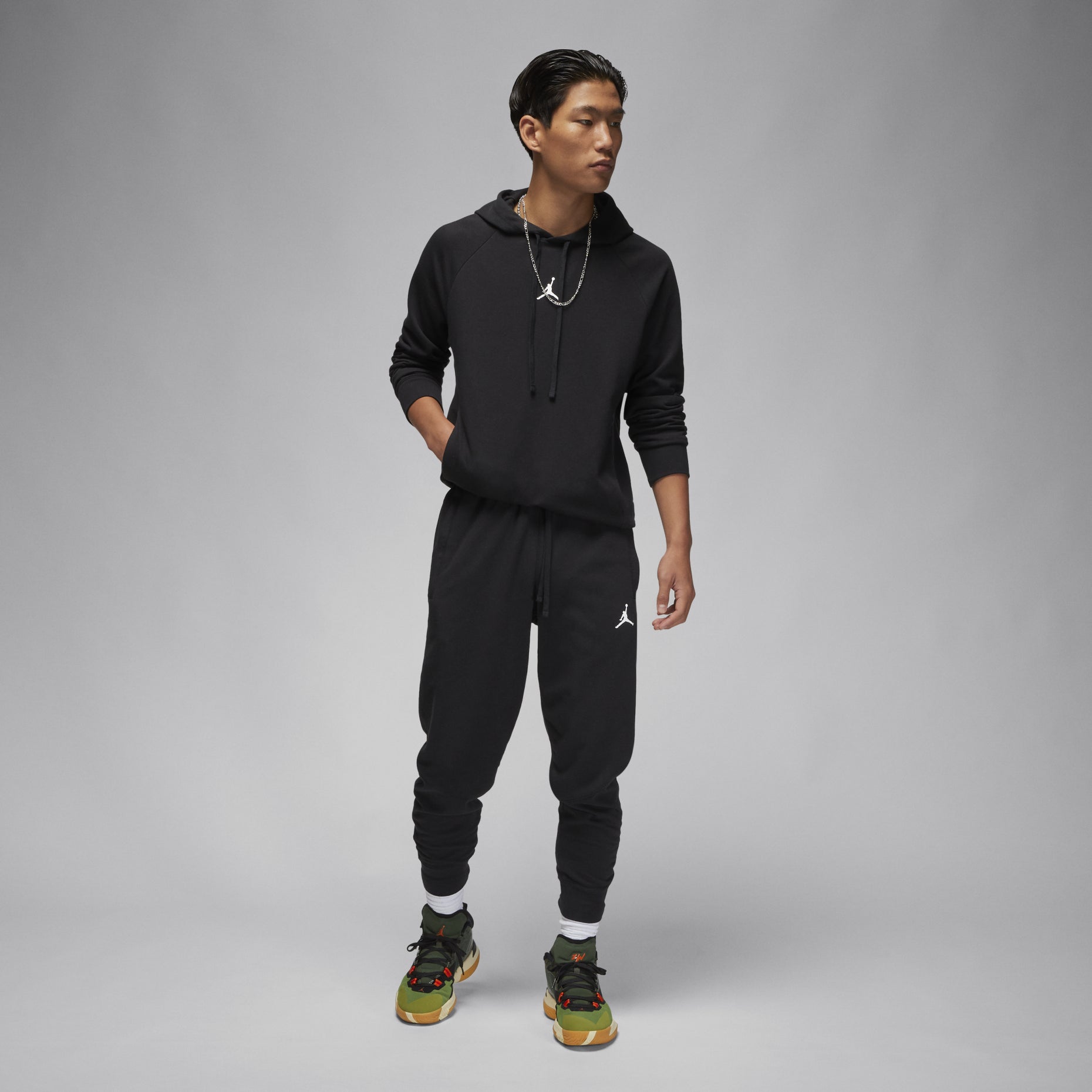 Air Jordan Solid Color  Pullover Hoodie Men's Black DQ7328-010