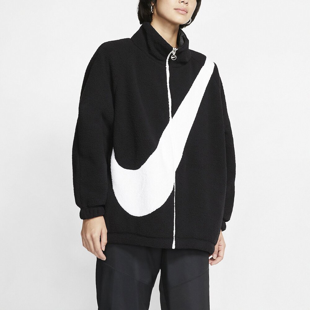 (WMNS) Nike Large Logo Reversible lamb's wool Jacket Black CZ4064-010