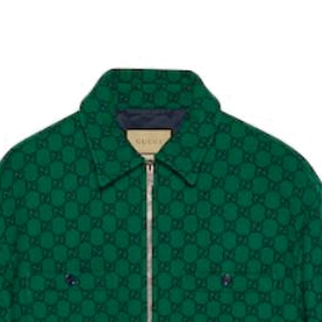 Gucci GG Wool Flannel Padded Jacket 'Green Navy Blue' 770330-ZAPDC-3585