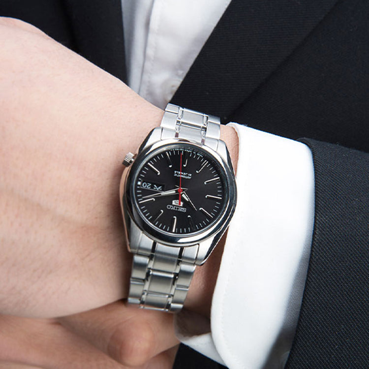 SEIKO Unisex Mechanical Black/Silver SNKL45J1+SYMK17J1