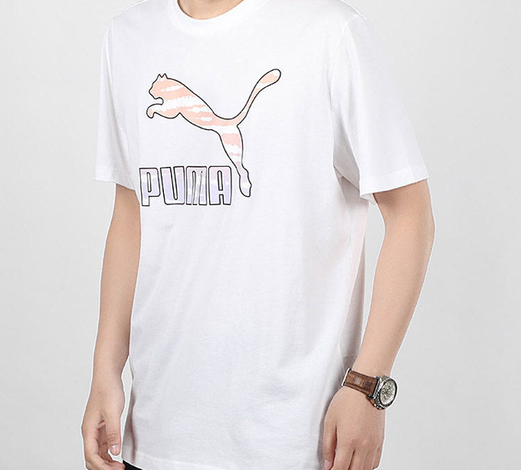 PUMA Chest Large Logo Printing Short Sleeve White 599427-02