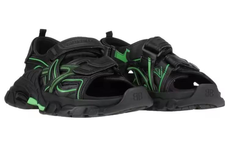 (WMNS) Balenciaga Track 2.0 Sandals 'Black Green' 617543W3AJ11030