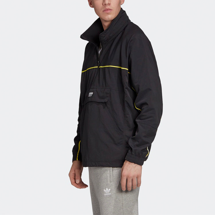 adidas originals Stand Collar Pullover Sports Jacket Black FM2272