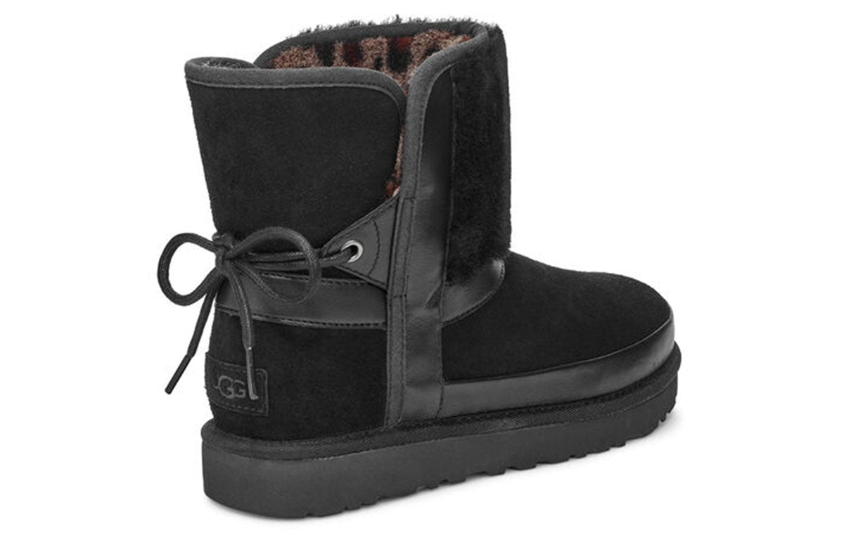 (WMNS) UGG Classic Leopard Lined Bow 'Black' 1105354-BLK