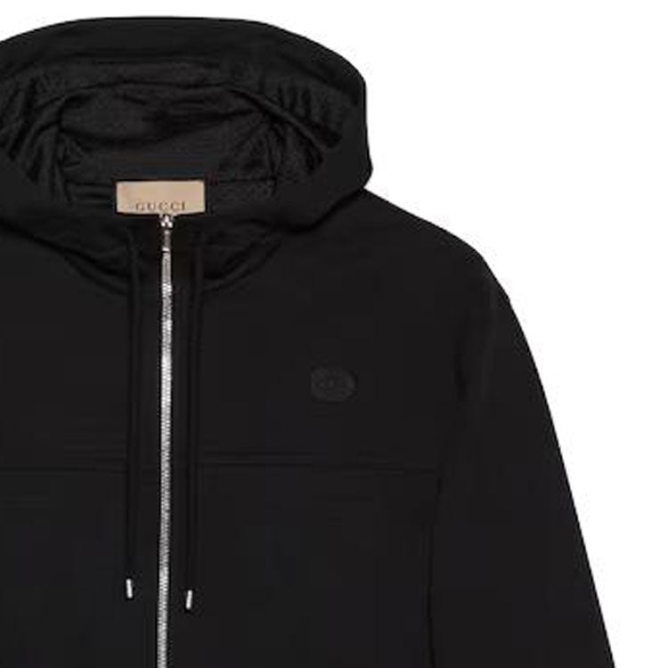 Gucci Cotton Jersey Hooded Jacket With Web 'Black' 752187-XJFQV-1043