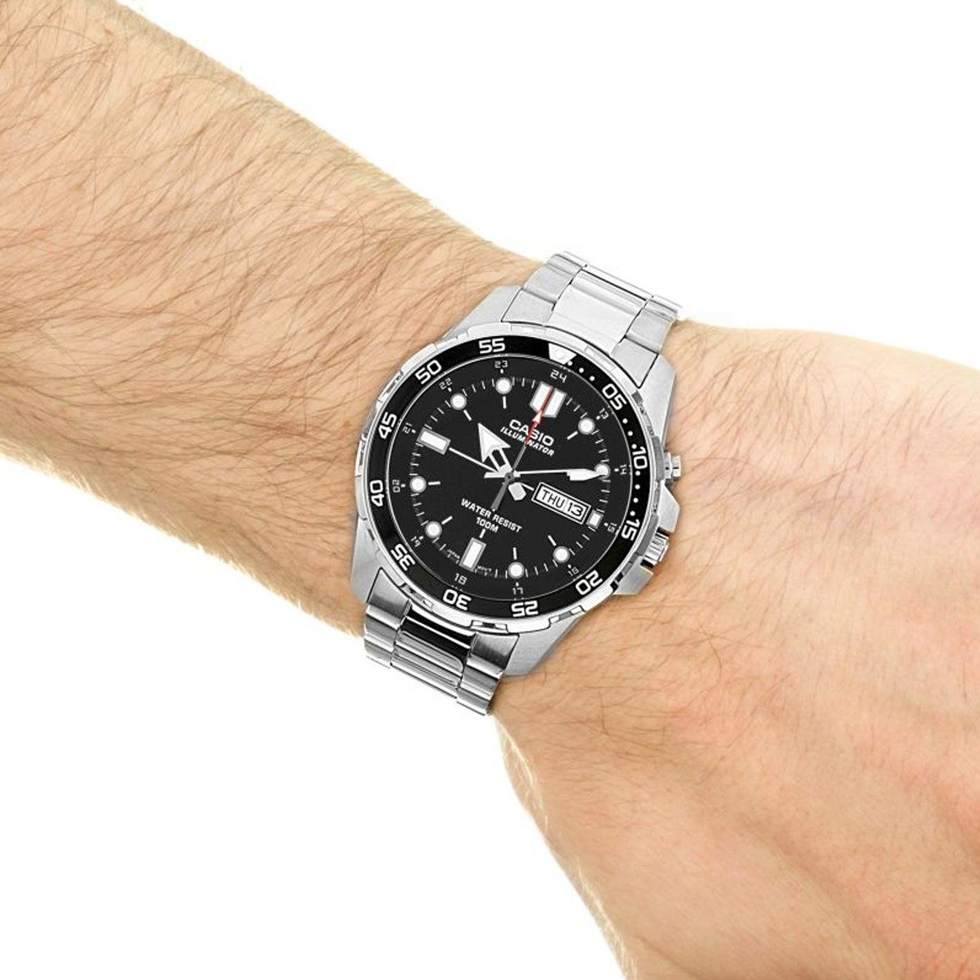 CASIO Stainless Steel Strap Unisex Mens Black Analog MTD-1079D-1A