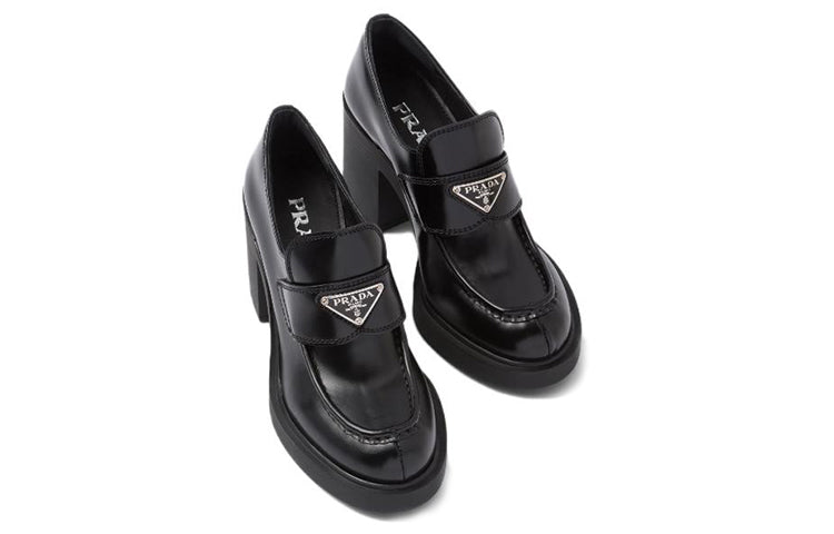 (WMNS) PRADA Chocolate Brushed Leather Loafers 'Black' 1D246M_055_F0002_F_085