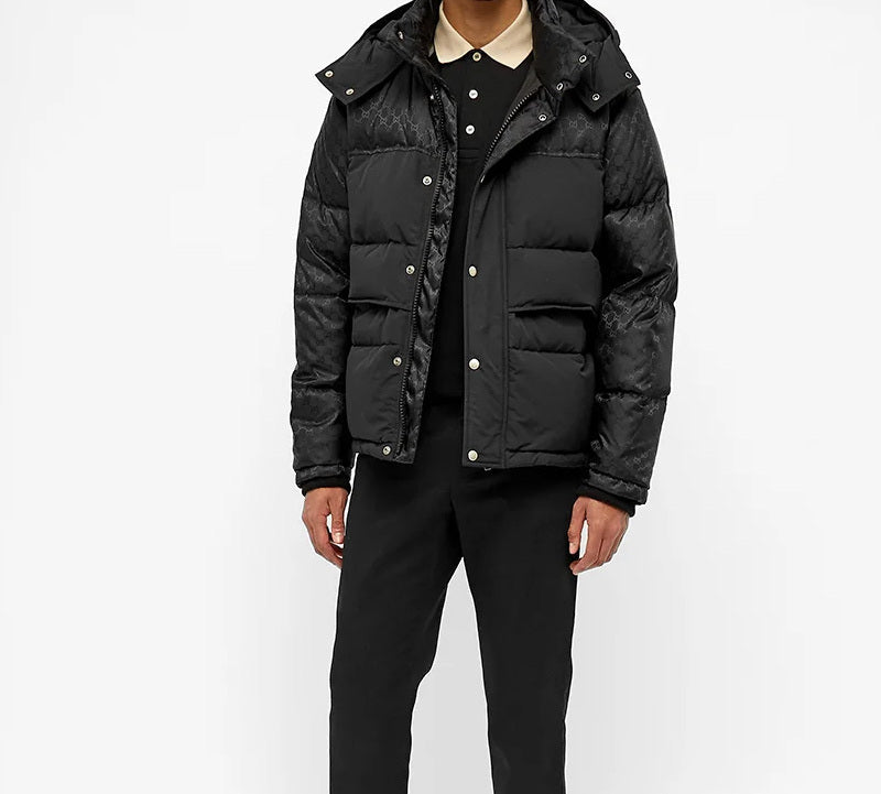 Gucci GG Jacquard Down Jacket For Men Black 553281-Z4218-1000