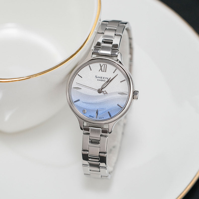 CASIO SHEEN Series SEA WAVE Subject Stylish Simplicity Blue Lens Gradient Blue Sapphire Crystal SHE-4550D-2AUPR