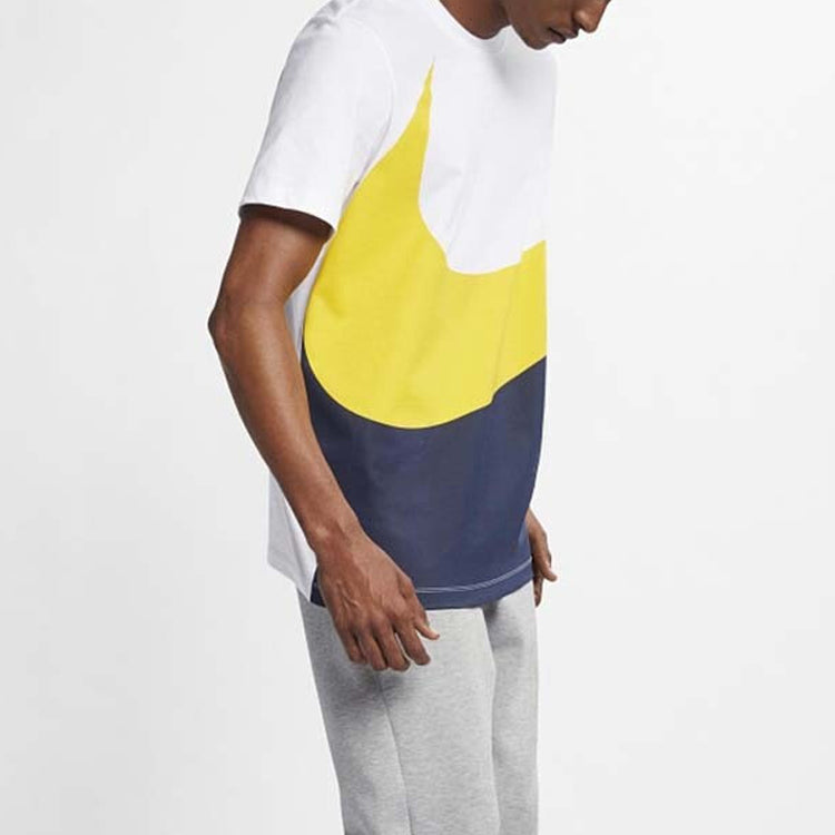 Nike Large Colorblock Sports Pullover Round Neck Short Sleeve White Yellow Blue Colorblock CK9586-102