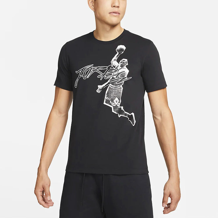 Men's Air Jordan Air Dri-FIT Flying Man Image Printing Round Neck Short Sleeve Black T-Shirt DH8926-010
