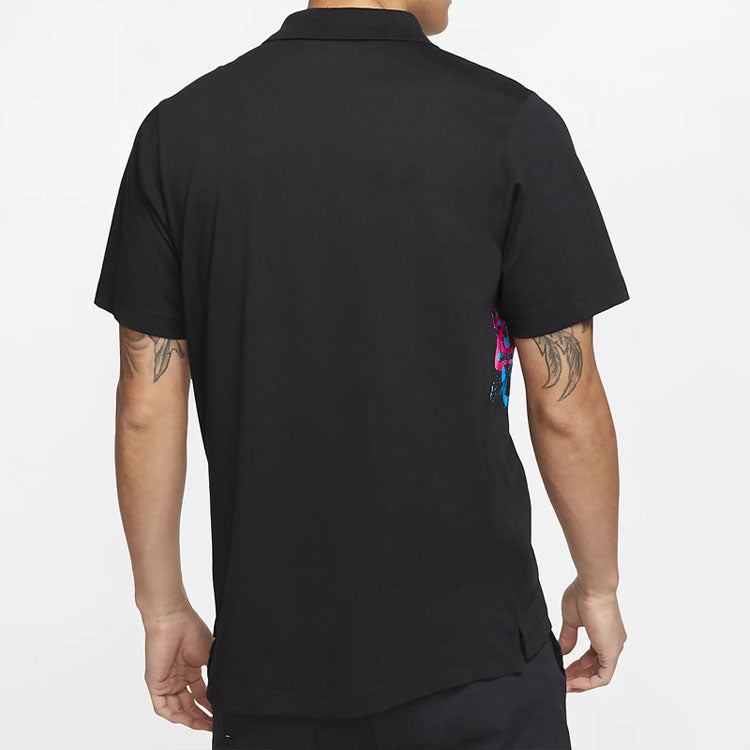 Nike SB Printing Pattern Skateboard Short Sleeve Polo Shirt Black BV1031-010